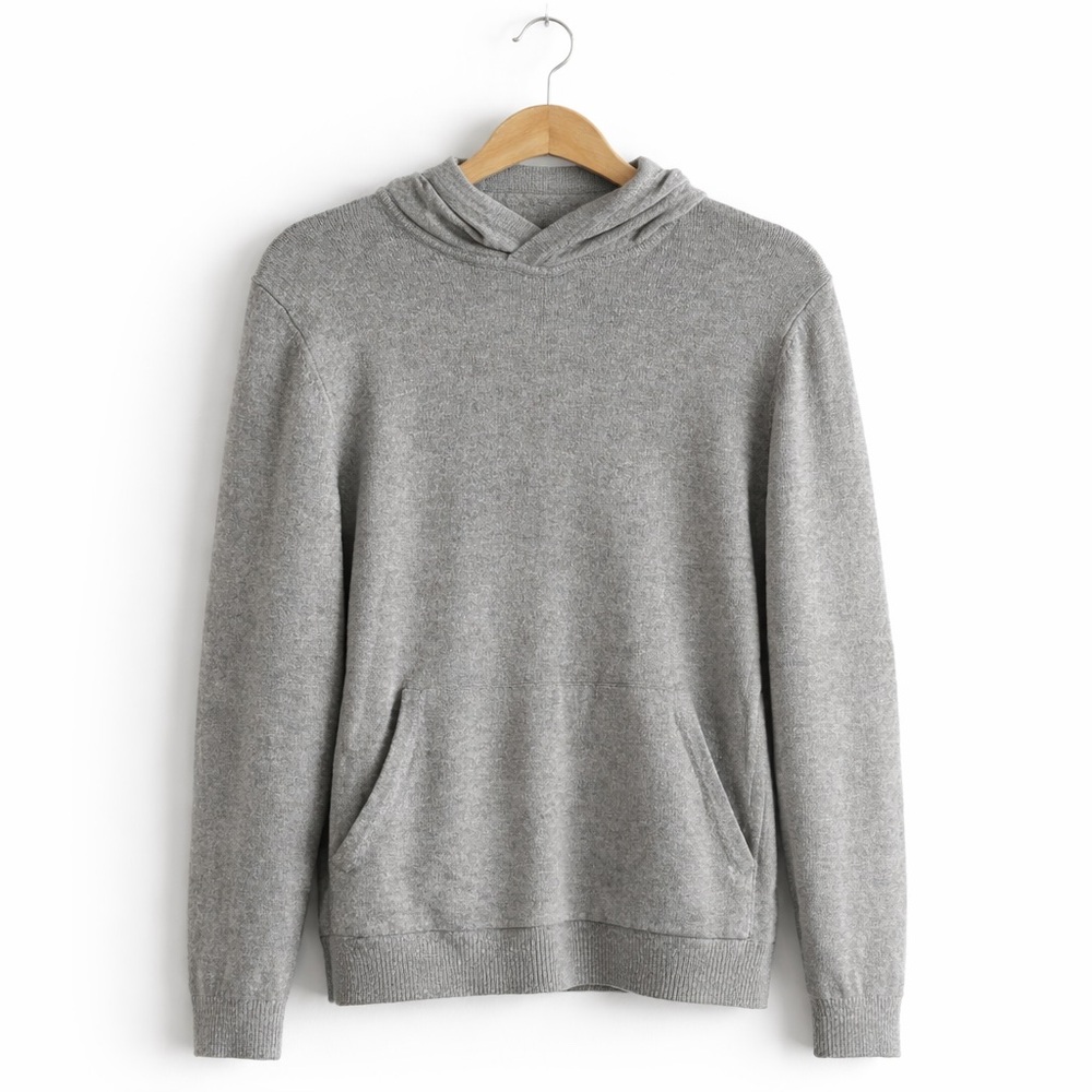 REISS Cashmere Blend Knit Hoodie Sweater Gray Size M